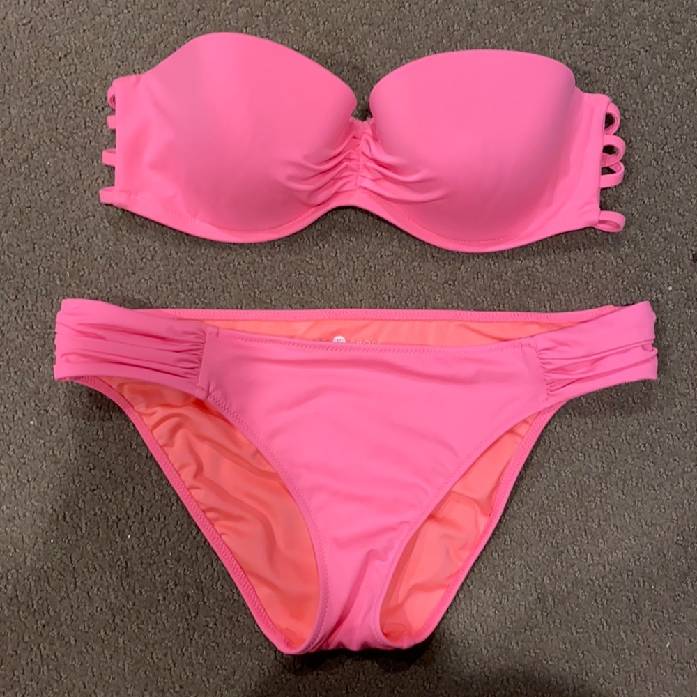 cute neon pink bikini